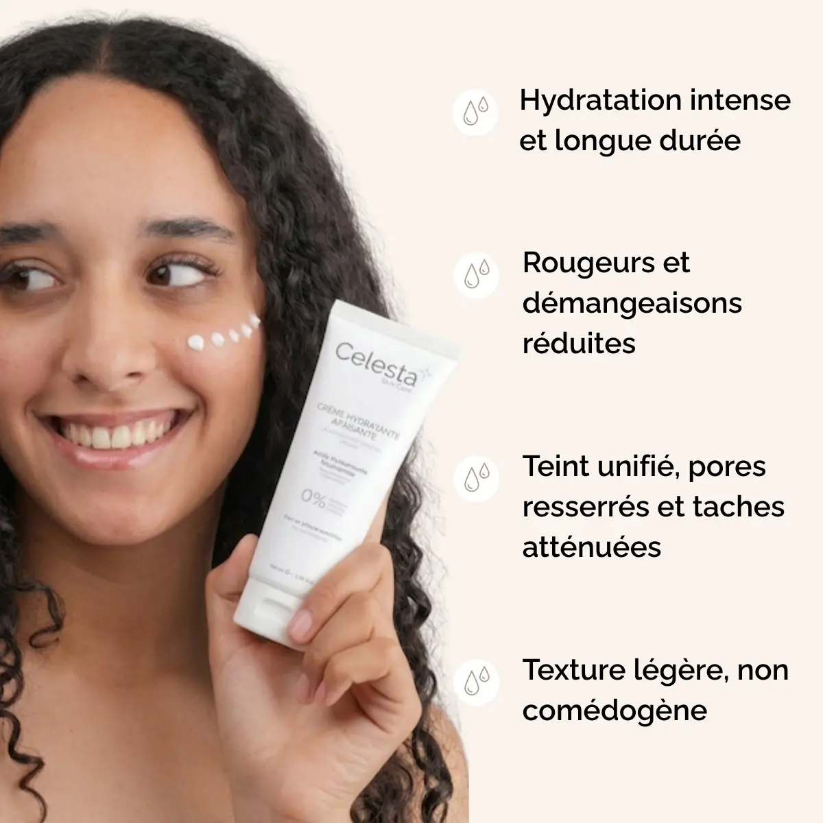 Crème hydratante apaisante sans parfum Celesta Skincare – bienfaits pour peaux sensibles et atopiques, 100/100 YUKA
