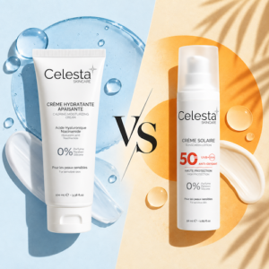 Comparatif entre la crème hydratante apaisante et la crème solaire SPF50 Celesta Skincare, que choisir